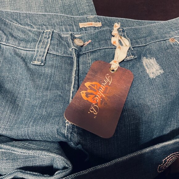 NWT Rare VTG Frankie B Pink Crystal Butterfly Pocket Jean Size 10 32" X 34" - Picture 6 of 10